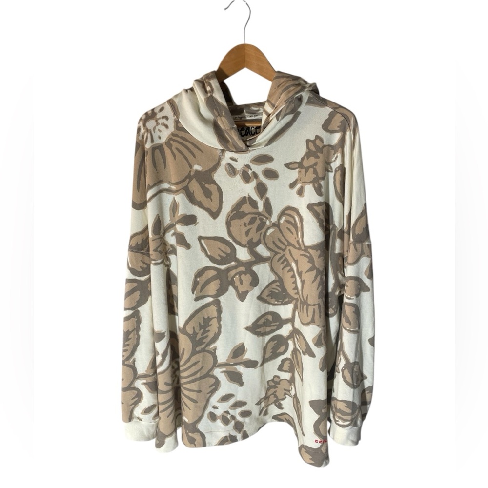 Y8- 4X Floral hooded Hoodie Neutral Floral Cowl Neck Hoodie